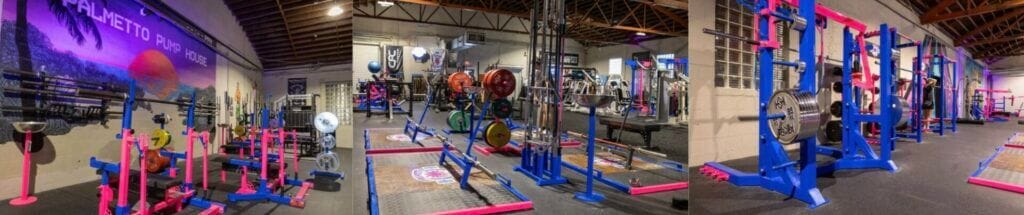Palmetto Pump House colorful gym equipment and training area